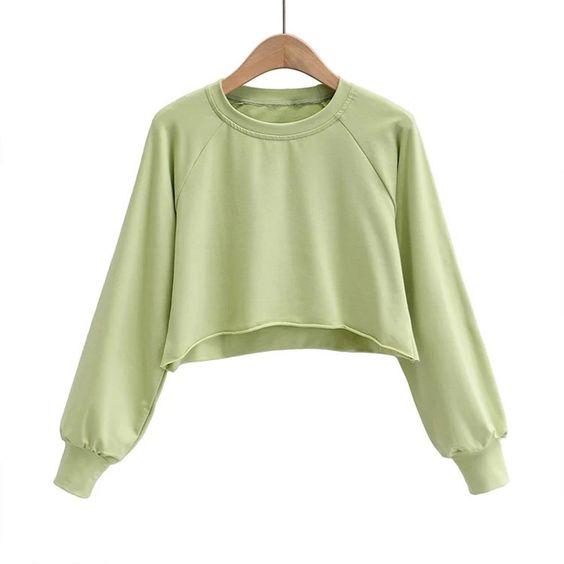 Custom LIght Green Crop Sweat Shirts